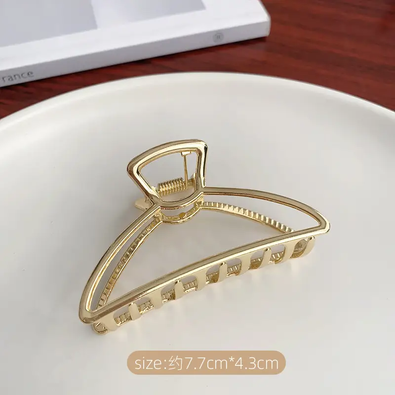 Gold Metal Hairpin Clip Medium Size Geometric Semicircle - Image 7