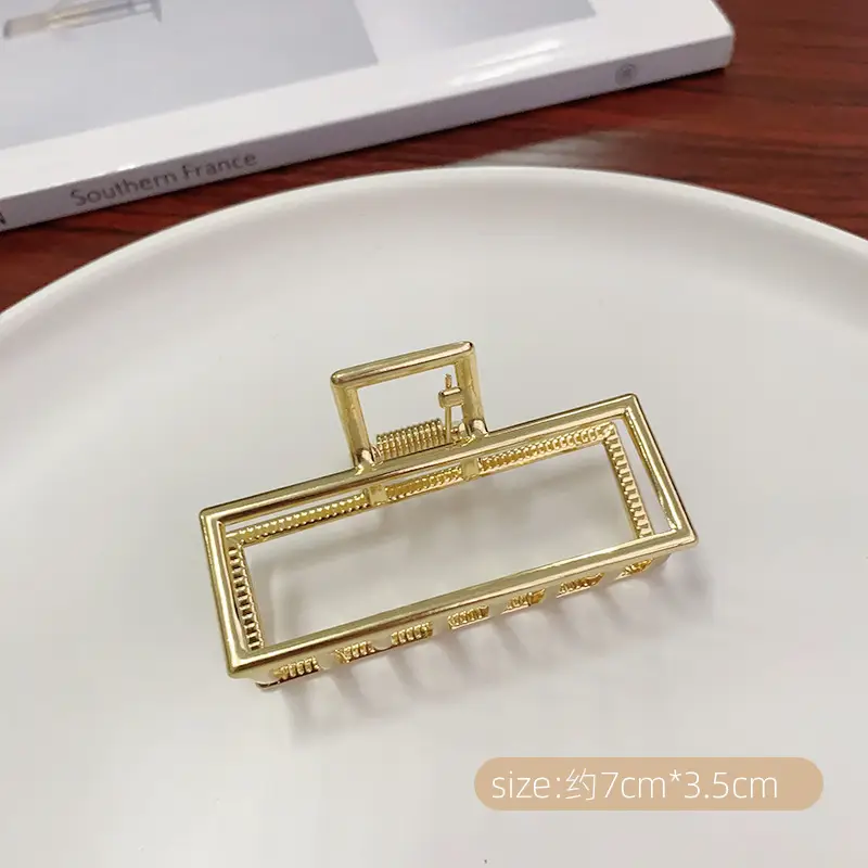 Gold Metal Hairpin Clip Medium Size Geometric Semicircle - Image 8