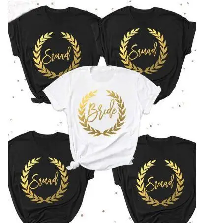Squad Printed T-Shirt Black Gold Wedding Party Wear
