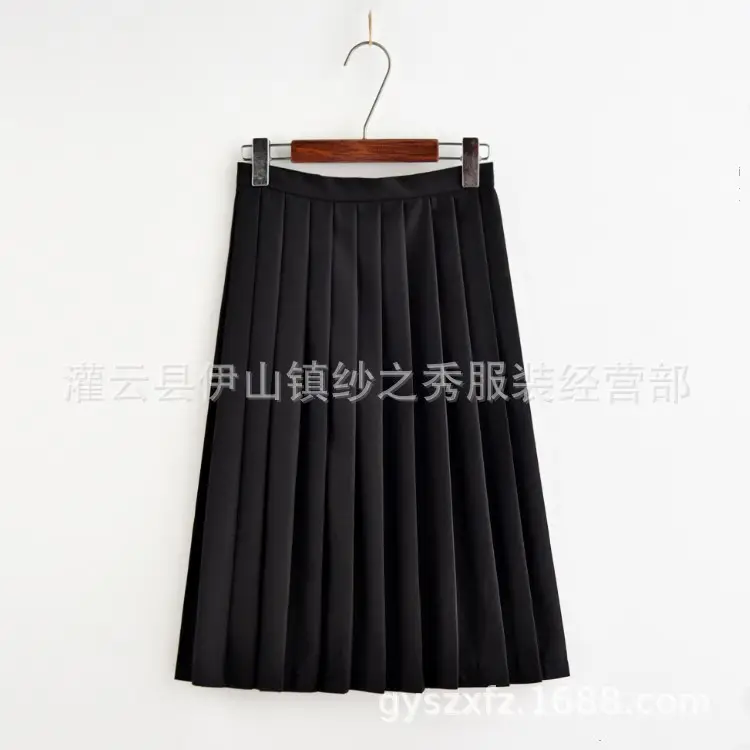 Black Fluffy Pleated Skirt for Women