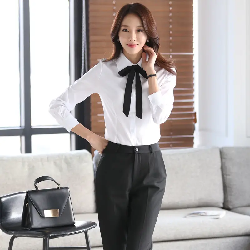 White Long-Sleeve Slim Fit Women's Shirt Large - Image 3