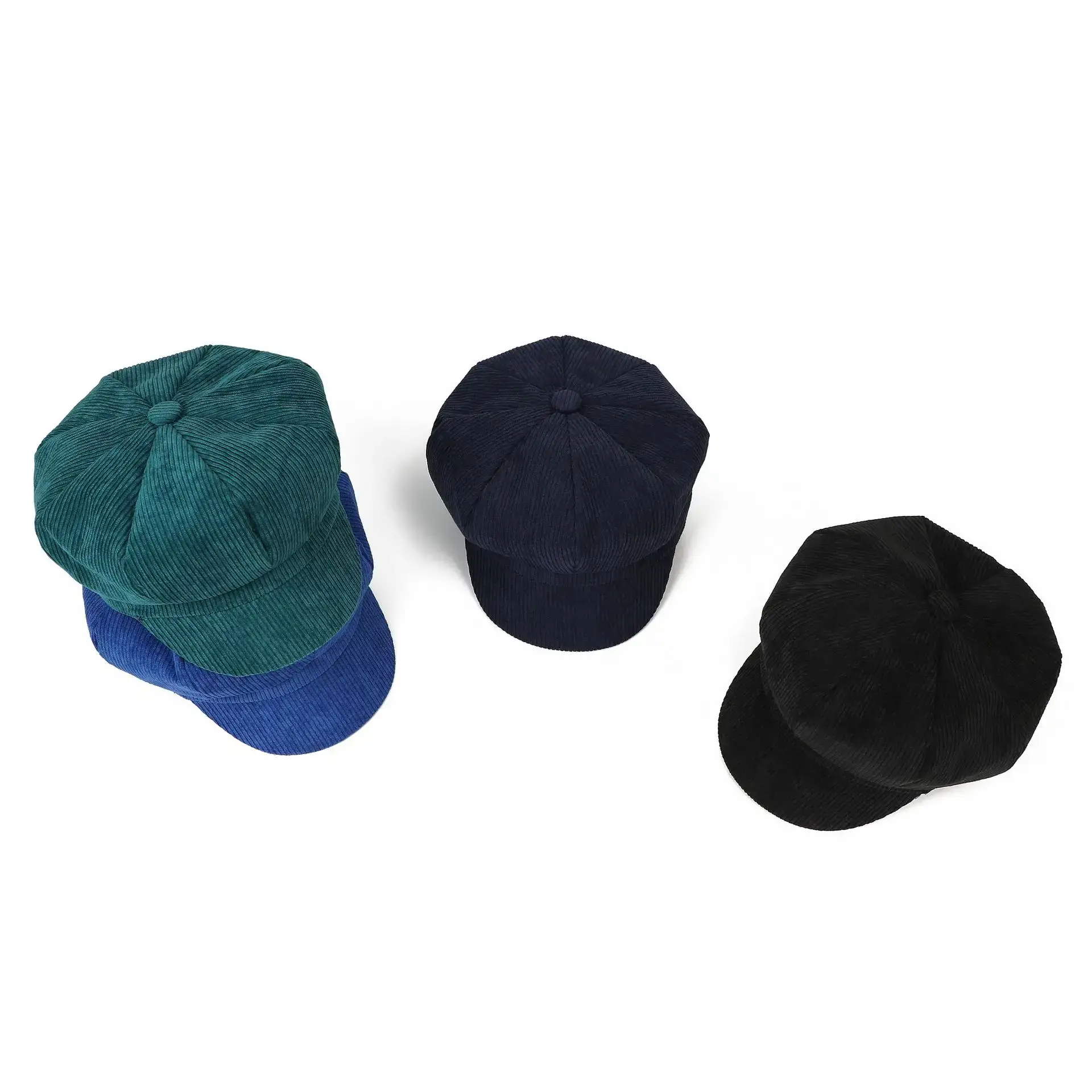 Women Korean Corduroy Cap Beige Autumn Winter - Image 15