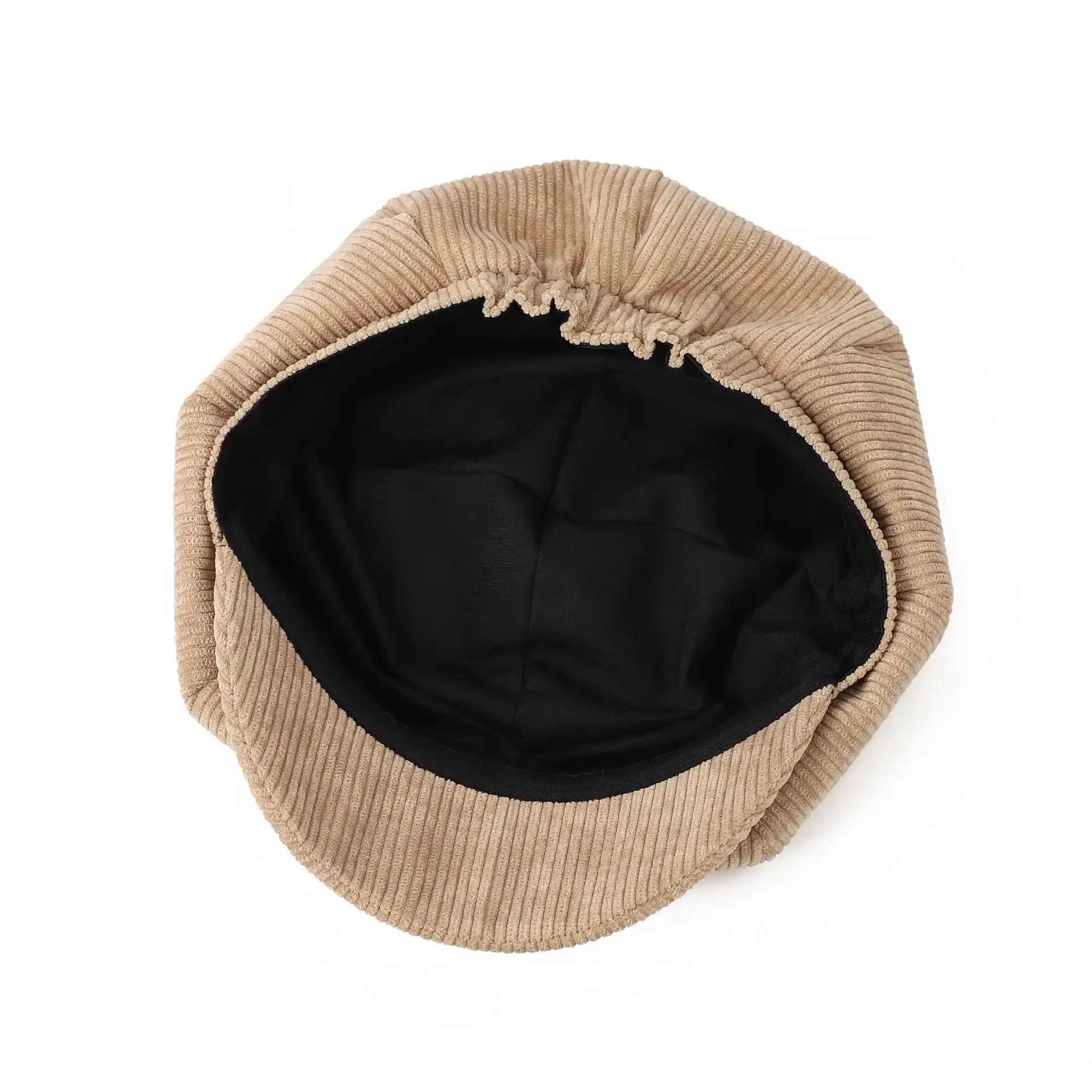 Women Korean Corduroy Cap Beige Autumn Winter - Image 16