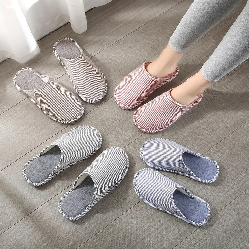 Thick-Soled Cotton Slippers with Covered Heel for Autumn and Winter, Couple's Home Non-Slip Warm Indoor Slippers for Men and Women, Closed-Toe Slippers, Thickened for Winter