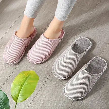 Thick-Soled Cotton Slippers with Covered Heel for Autumn and Winter, Couple's Home Non-Slip Warm Indoor Slippers for Men and Women, Closed-Toe Slippers, Thickened for Winter
