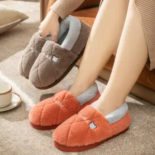 Thick-Soled Cotton Slippers with Covered Heel for Autumn and Winter, Couple's Home Non-Slip Warm Indoor Slippers for Men and Women, Closed-Toe Slippers, Thickened for Winter — feature 3