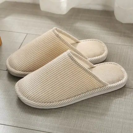Thick-Soled Cotton Slippers with Covered Heel for Autumn and Winter, Couple's Home Non-Slip Warm Indoor Slippers for Men and Women, Closed-Toe Slippers, Thickened for Winter