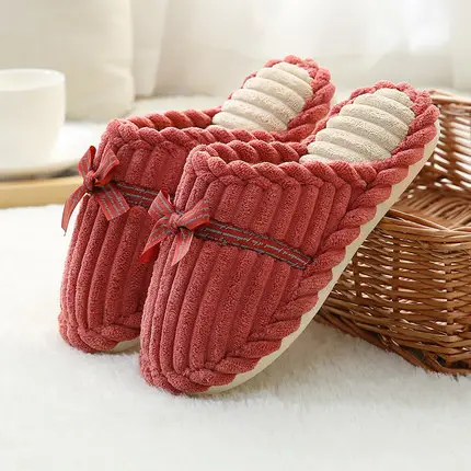 Thick-Soled Cotton Slippers with Covered Heel for Autumn and Winter, Couple's Home Non-Slip Warm Indoor Slippers for Men and Women, Closed-Toe Slippers, Thickened for Winter