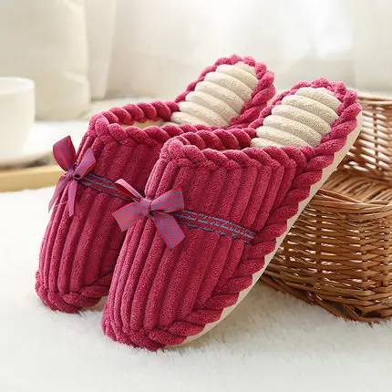 Thick-Soled Cotton Slippers with Covered Heel for Autumn and Winter, Couple's Home Non-Slip Warm Indoor Slippers for Men and Women, Closed-Toe Slippers, Thickened for Winter