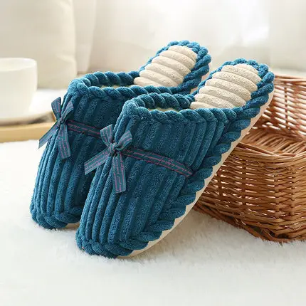 Thick-Soled Cotton Slippers with Covered Heel for Autumn and Winter, Couple's Home Non-Slip Warm Indoor Slippers for Men and Women, Closed-Toe Slippers, Thickened for Winter