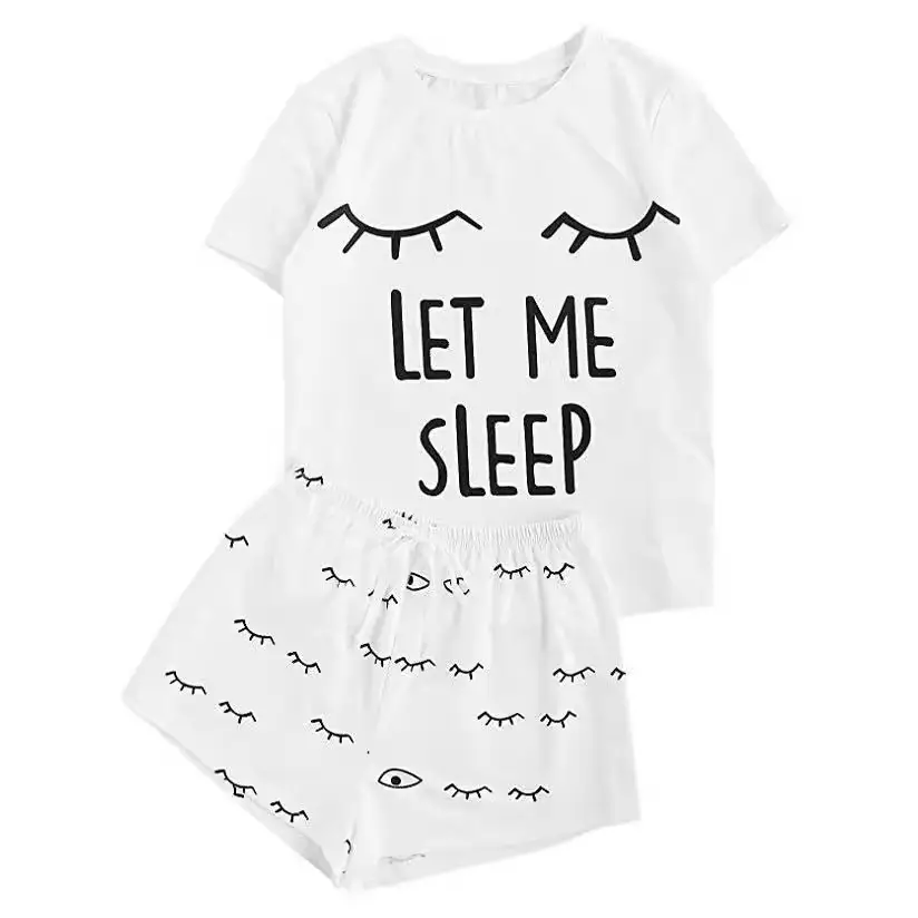Pink Let Me Sleep Printed Shorts Set for Girls - Image 6
