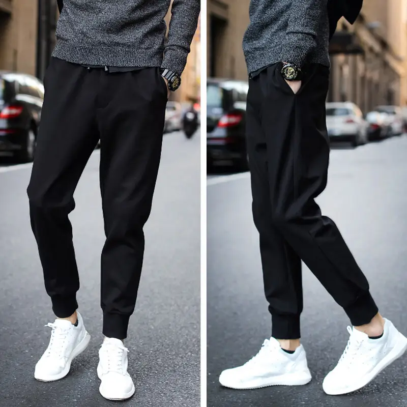 Men's Black Casual Ankle Pants Quick-Drying Loose Fit - Image 8