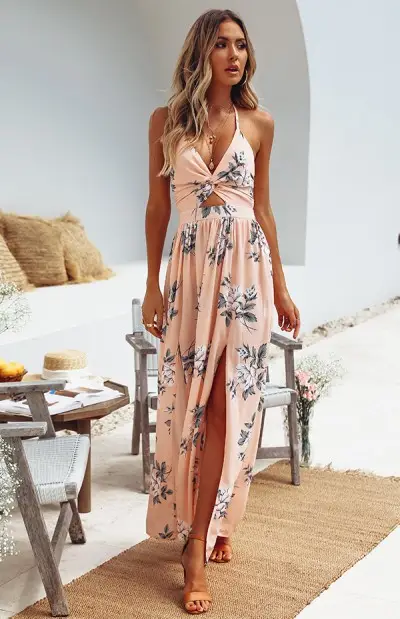 Women's Chiffon Printed V-Neck Beach Dress with Split Sleeves — feature 11