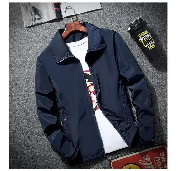 Men's White Windbreaker Jacket Plus Size Spring Autumn - Image 6