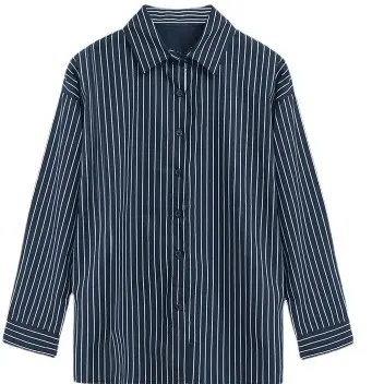 Women Blue Striped Long Sleeve Shirt Large Summer Wear - Image 7