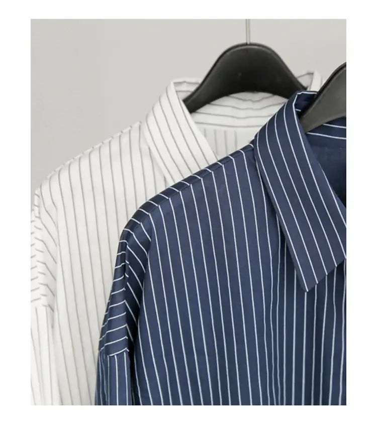 Women Blue Striped Long Sleeve Shirt Large Summer Wear — feature 13