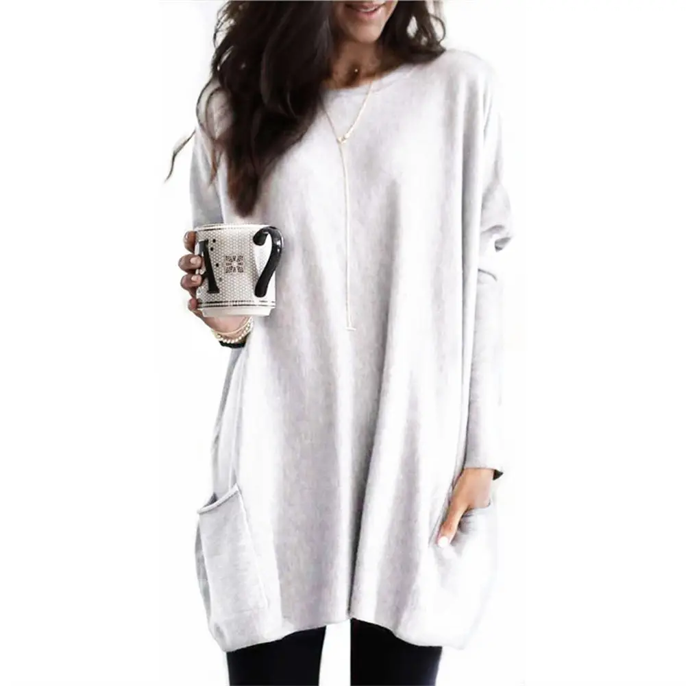 Women Black Bat Sleeve T-Shirt 2024 Casual Round Neck Pocket - Image 7