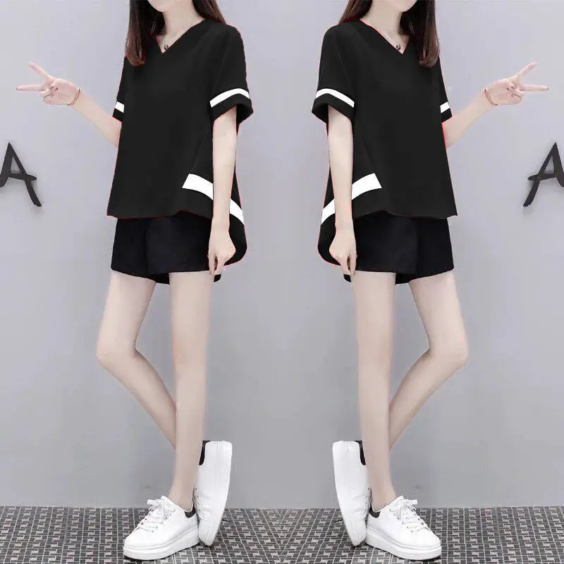 Red Black Korean Style Shorts Set for Women — feature 10