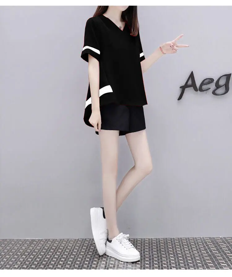 Red Black Korean Style Shorts Set for Women — feature 8