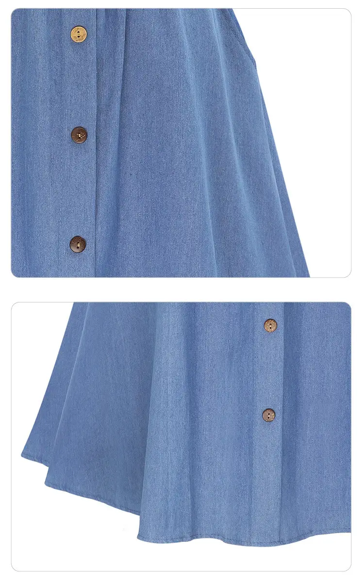 Women Denim A-Line Button Skirt Blue Summer — feature 8