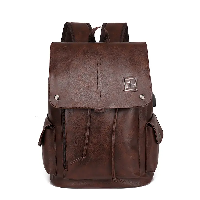 Cross-border wholesale men's business casual laptop bag backpack fashion Korean style men's PU leather backpack