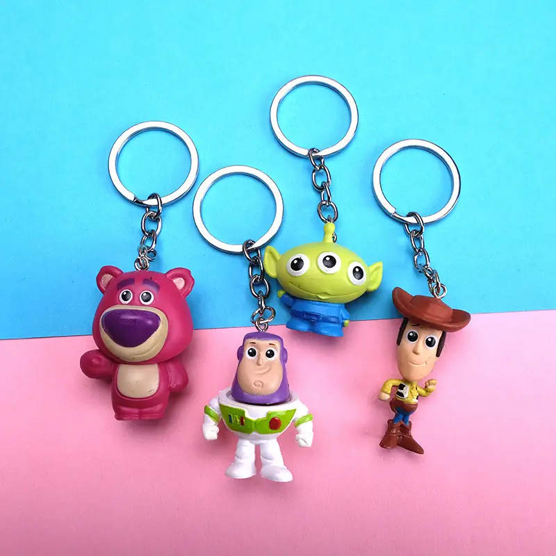 Creative Cartoon Animation Buzz Toy Story Keychain Three-eyed Strange Strawberry Bear Bag Clothing Accessories