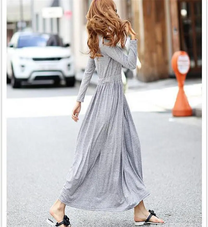 Black Long Sleeve Long Cake Dress for Women - Image 10