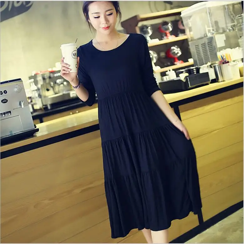 Black Long Sleeve Long Cake Dress for Women — feature 20