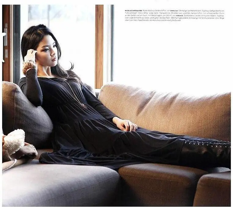 Black Long Sleeve Long Cake Dress for Women — feature 4