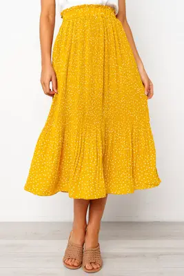 Black Polka Dot Flap Pocket Skirt with Pleated Hem - Image 6