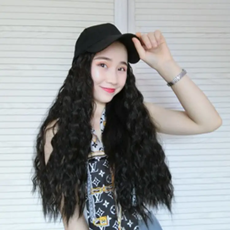 Long Curly Wool Hat Wig Cap for Women - Image 2