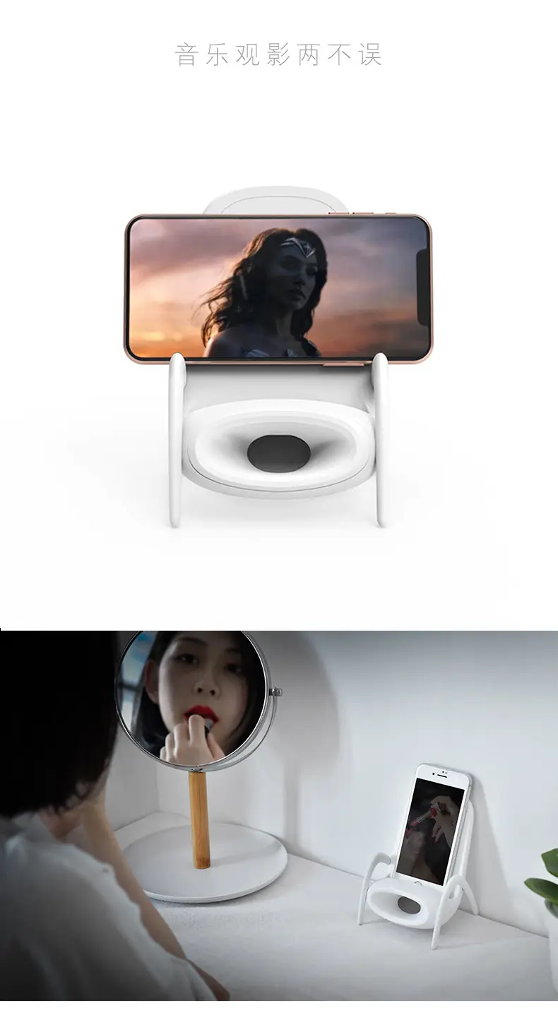 White 2-in-1 Phone Stand with 15W Wireless Charger — feature 11