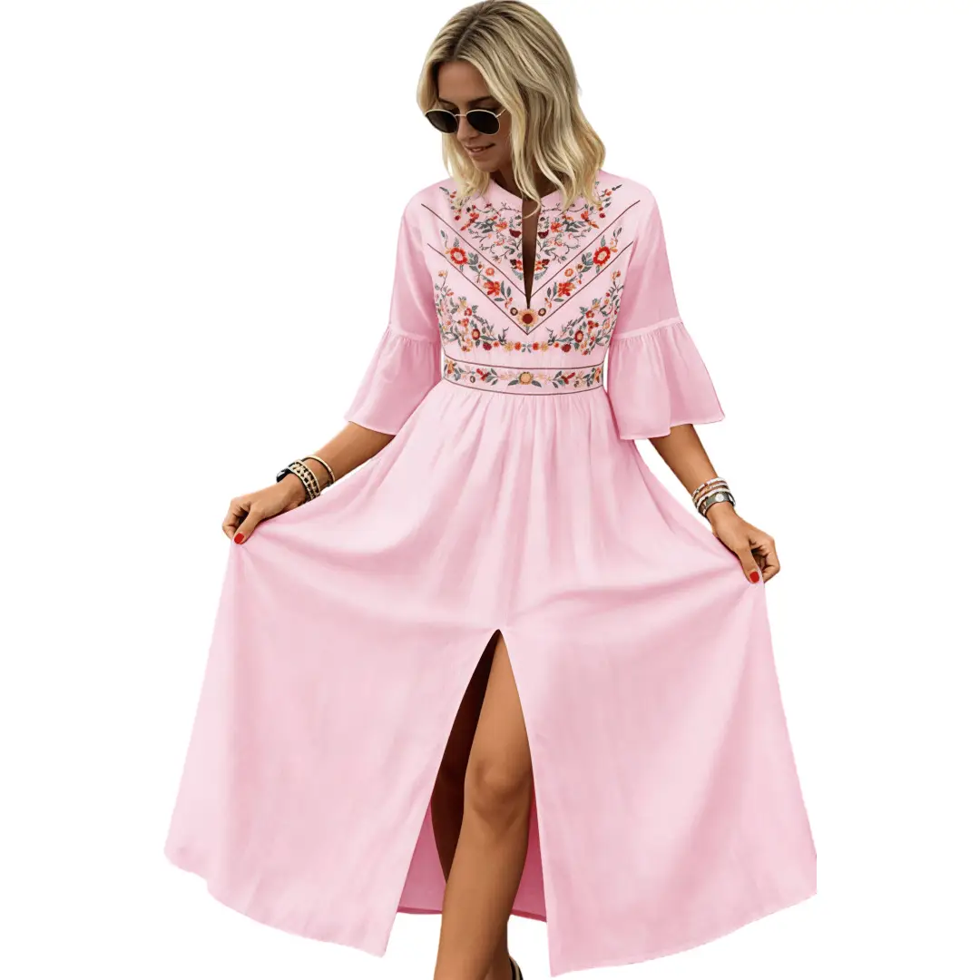 Black Ethnic Printed A-Line Dress with Patchwork Design - Image 2