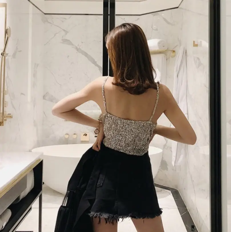 2024 New Style Sparkling Sequin Suspender Vest for Women