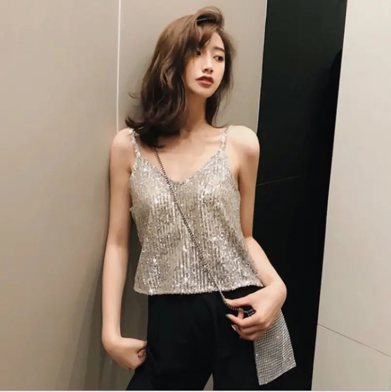 2024 New Style Sparkling Sequin Suspender Vest for Women