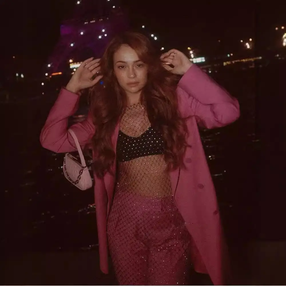 2025 Women's Rhinestone Mesh Fishnet Dress Black - Image 14