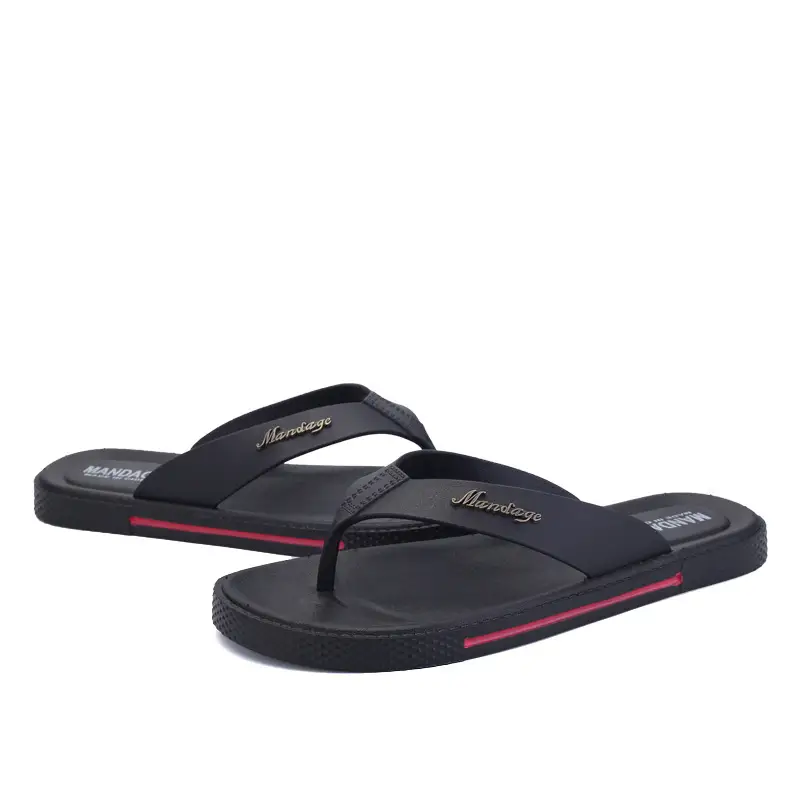 Men's Black Casual Slippers with Non-Slip Sole