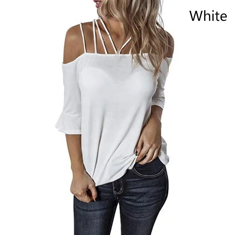 2023 Cross-Border Women's Shoulder Strap T-Shirt Set - Image 3