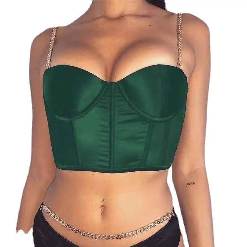 Red Satin Slim Fit Camisole with Chain Strap - Image 17