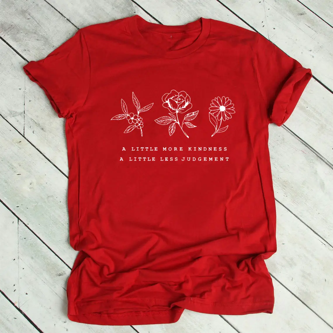 Red Graphic T-Shirt for Women with Floral Design - Image 12