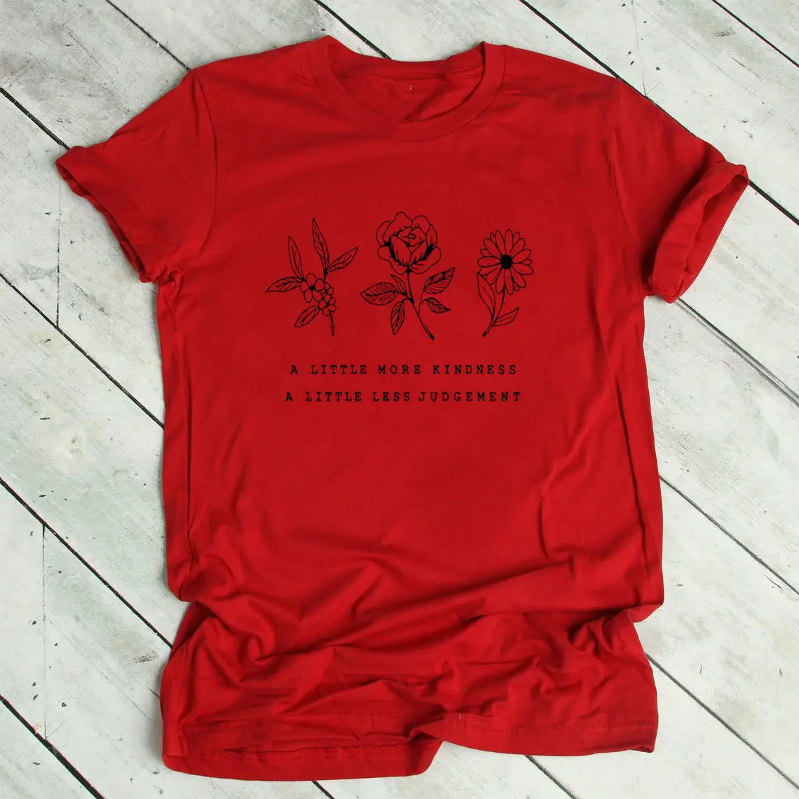 Red Graphic T-Shirt for Women with Floral Design - Image 8