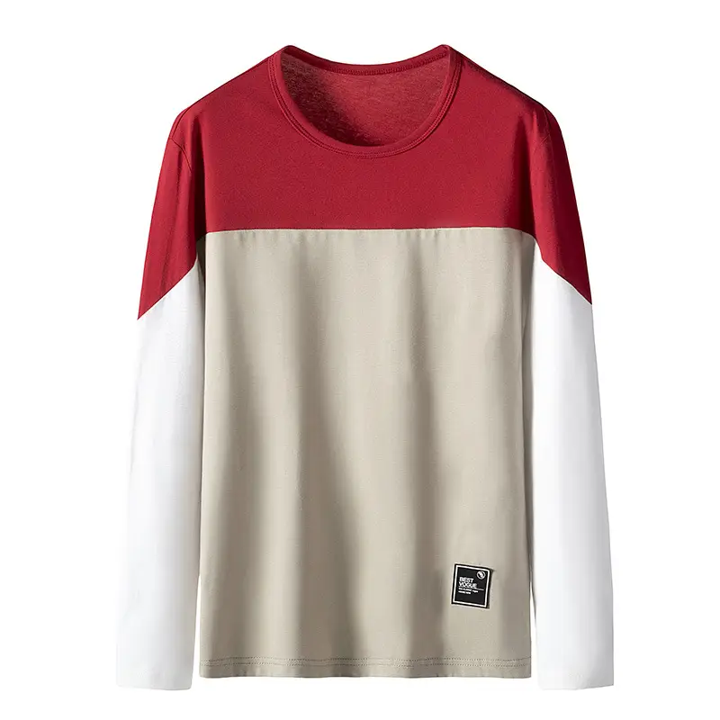 2025 Men Korean Style Slim T-Shirt Patchwork Color - Image 2