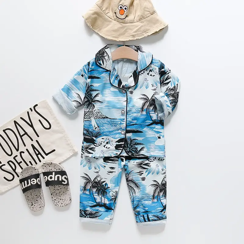 A Set of Satin Fabric Children's Clothing for Boys and Girls, Long-Sleeved Solid Color Pajamas, Home Wear, Parent-Child Matching Outfits, Trendy Style