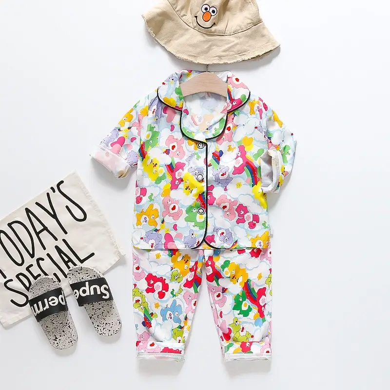 A Set of Satin Fabric Children's Clothing for Boys and Girls, Long-Sleeved Solid Color Pajamas, Home Wear, Parent-Child Matching Outfits, Trendy Style