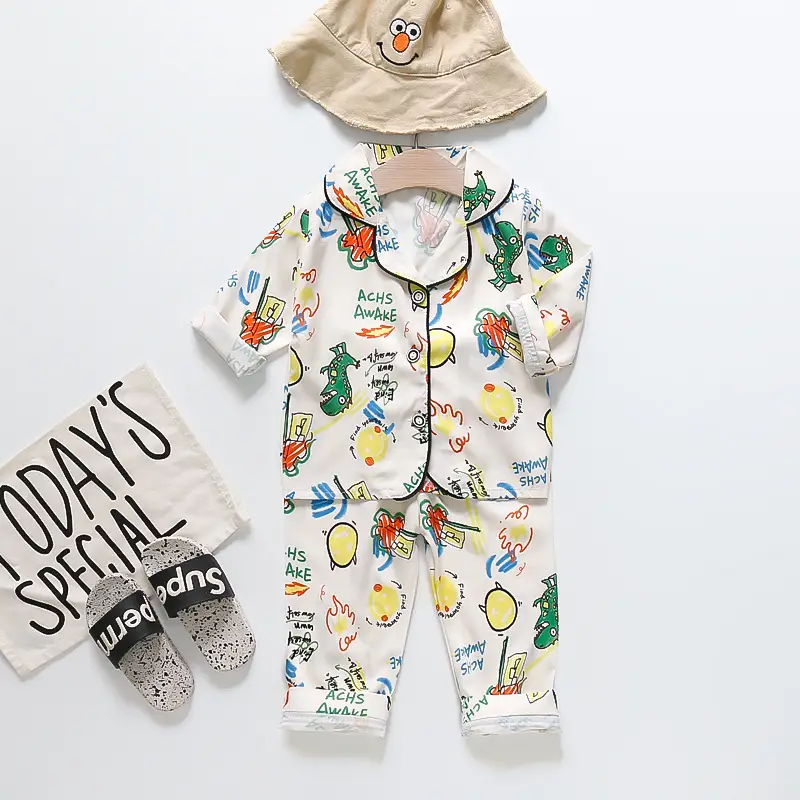 A Set of Satin Fabric Children's Clothing for Boys and Girls, Long-Sleeved Solid Color Pajamas, Home Wear, Parent-Child Matching Outfits, Trendy Style