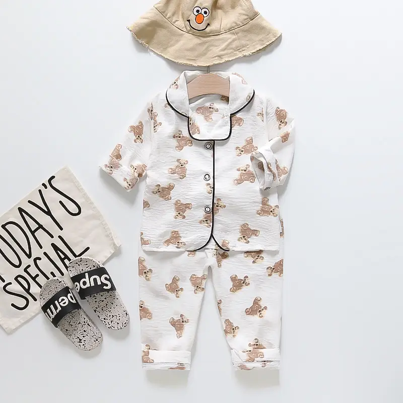 A Set of Satin Fabric Children's Clothing for Boys and Girls, Long-Sleeved Solid Color Pajamas, Home Wear, Parent-Child Matching Outfits, Trendy Style