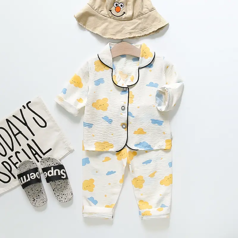 A Set of Satin Fabric Children's Clothing for Boys and Girls, Long-Sleeved Solid Color Pajamas, Home Wear, Parent-Child Matching Outfits, Trendy Style