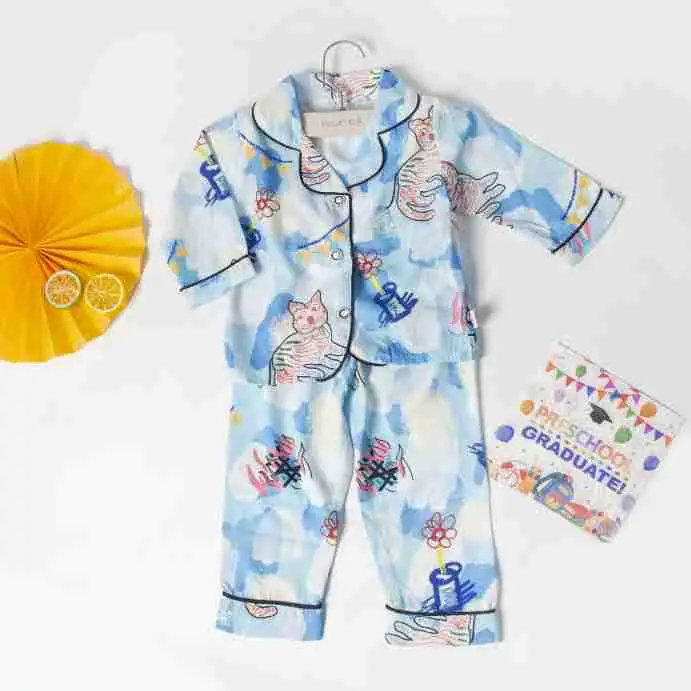 A Set of Satin Fabric Children's Clothing for Boys and Girls, Long-Sleeved Solid Color Pajamas, Home Wear, Parent-Child Matching Outfits, Trendy Style