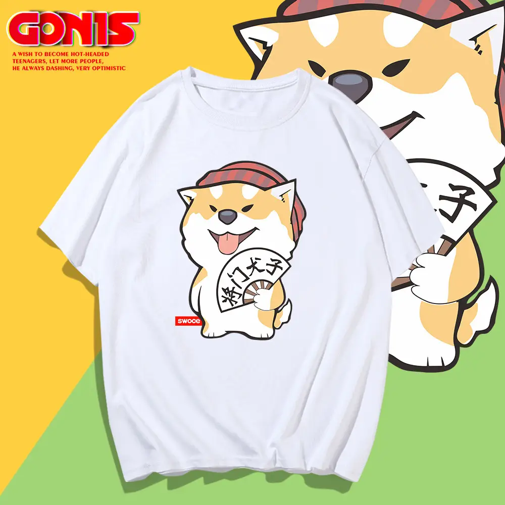 Men Grey Dog Cartoon T-Shirt Half Sleeve Summer - Image 9