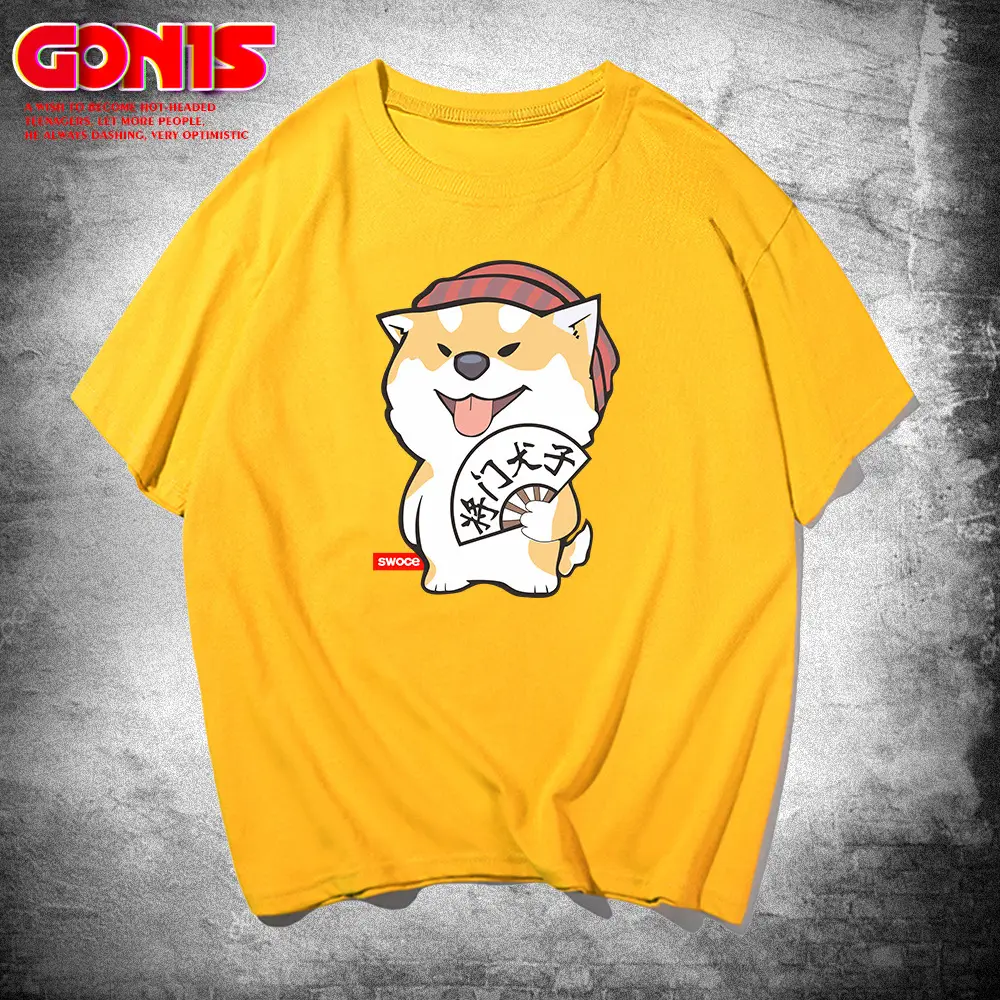 Men Grey Dog Cartoon T-Shirt Half Sleeve Summer - Image 3